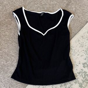SHEIN Black Tank Top with White Trim